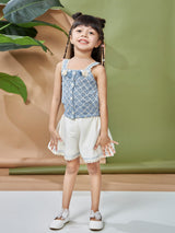 Girls Mid Thigh Length Casual Shorts Set
