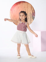 Girls Mid Thigh Length Casual Shorts Set