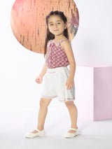 Girls Mid Thigh Length Casual Shorts Set