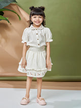 Girls Knee Length Casual Skirt Set