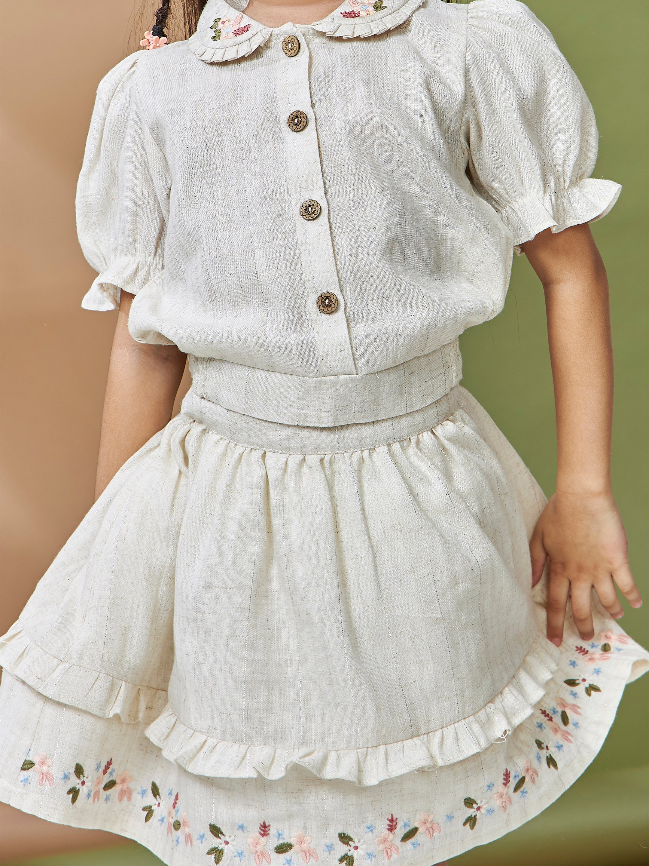 Girls Knee Length Casual Skirt Set
