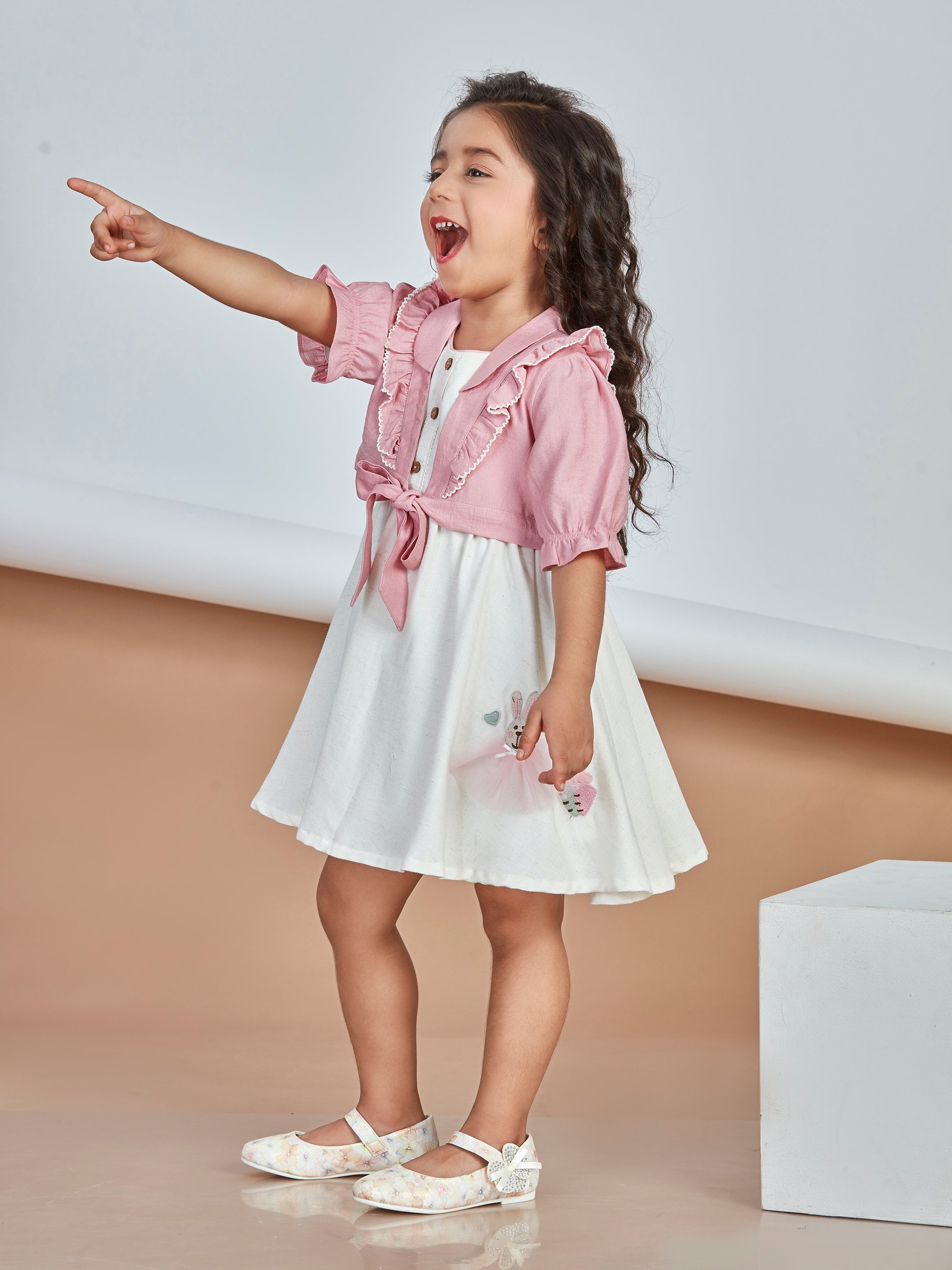 Girls Knee Length Casual Dress Set