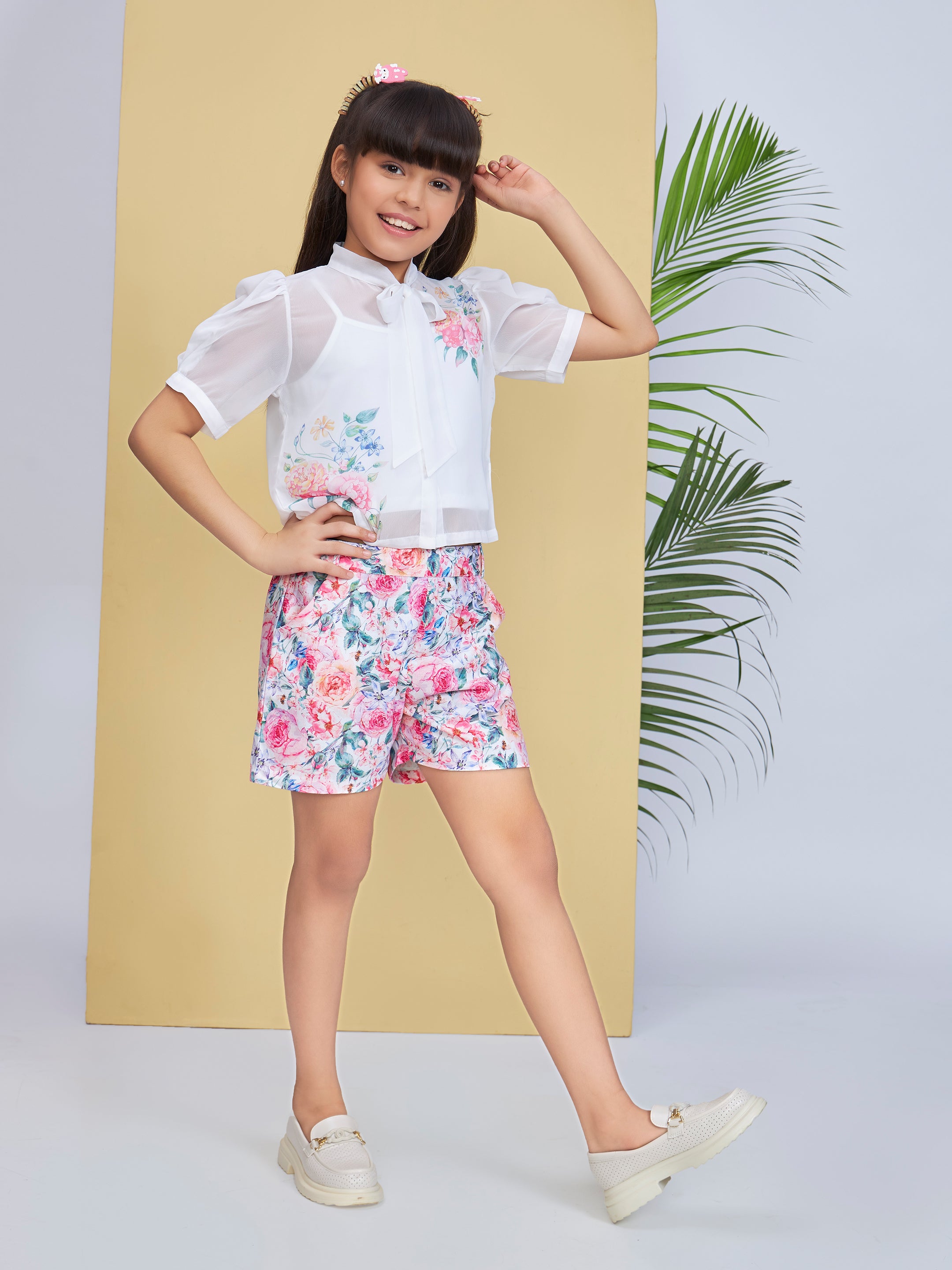Girls Mid Thigh Length Festive Shorts Set