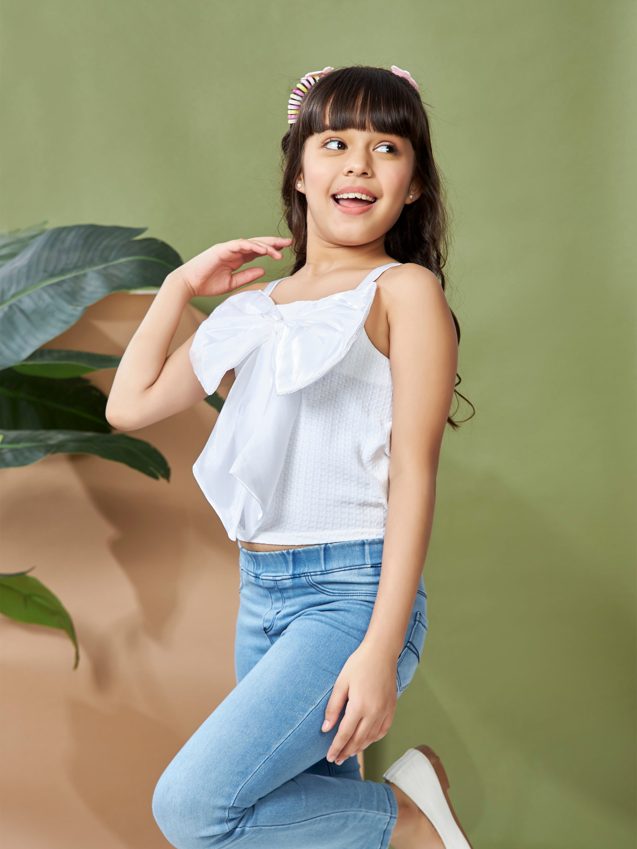 Girls Sleeveless Regular Fit Party Top