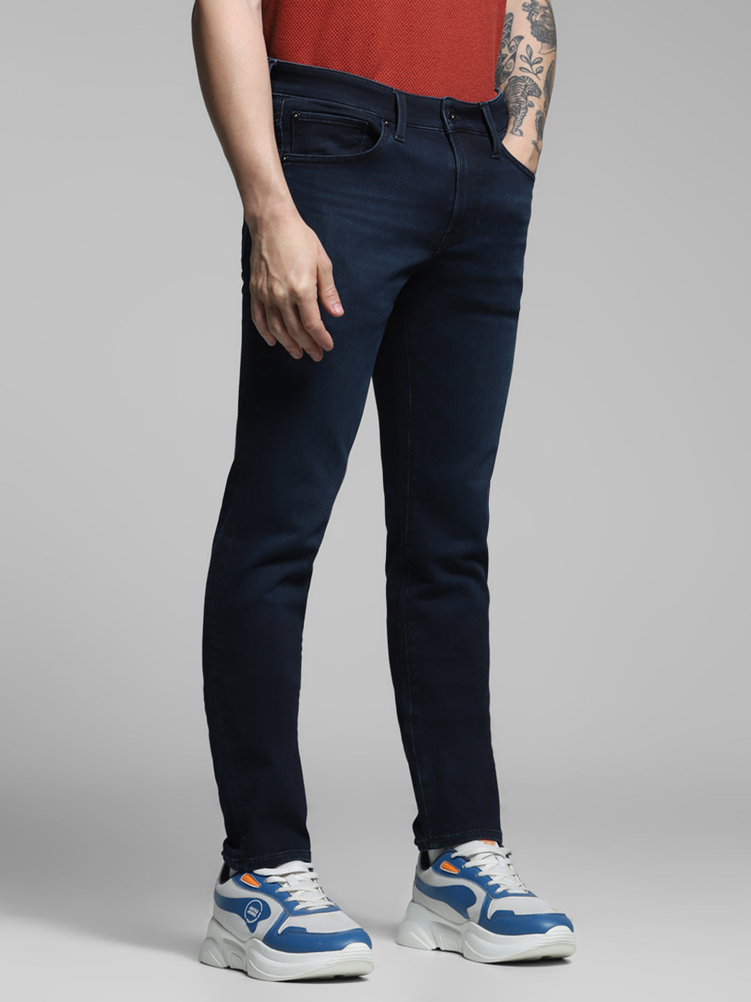 Men's Blue Casual Slim Fit Solid  Jeans