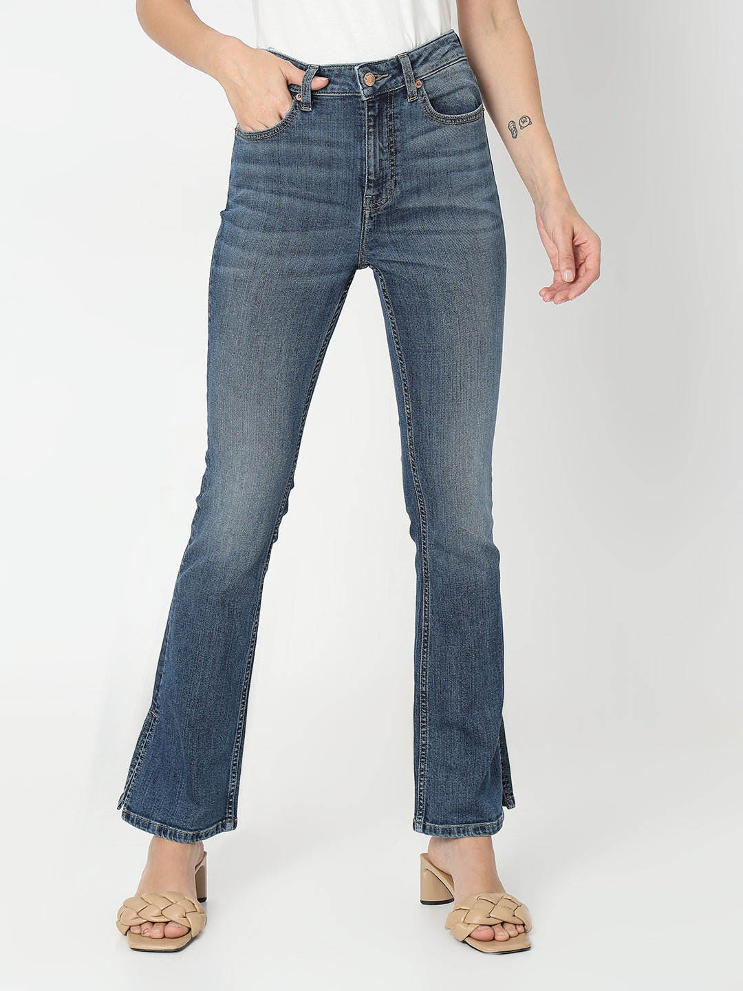 Women's Blue High Rise Bootcut Jeans