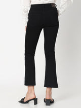 Women's Black Mid Rise Cropped Bootcut Jeans