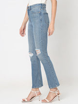 Women's Blue Distressed Bootcut Jeans