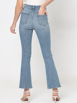 Women's Blue Distressed Bootcut Jeans