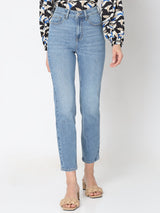 Women's Blue High Rise Straight Fit Jeans