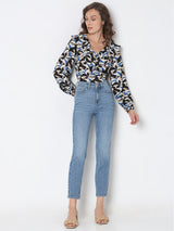 Women's Blue High Rise Straight Fit Jeans