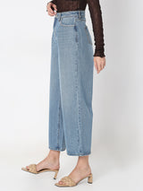 Women's Blue High Rise Wide Leg Jeans