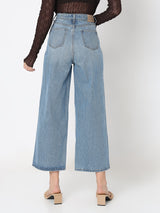 Women's Blue High Rise Wide Leg Jeans