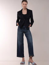 Women's Blue High Rise Wide Leg Jeans