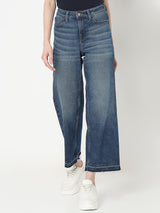 Women's Blue High Rise Wide Leg Jeans