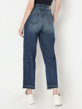 Women's Blue High Rise Wide Leg Jeans