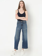 Women's Blue High Rise Wide Leg Jeans