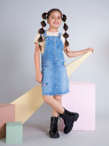 Girls Knee Length Casual Dungaree Set
