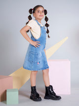Girls Knee Length Casual Dungaree Set