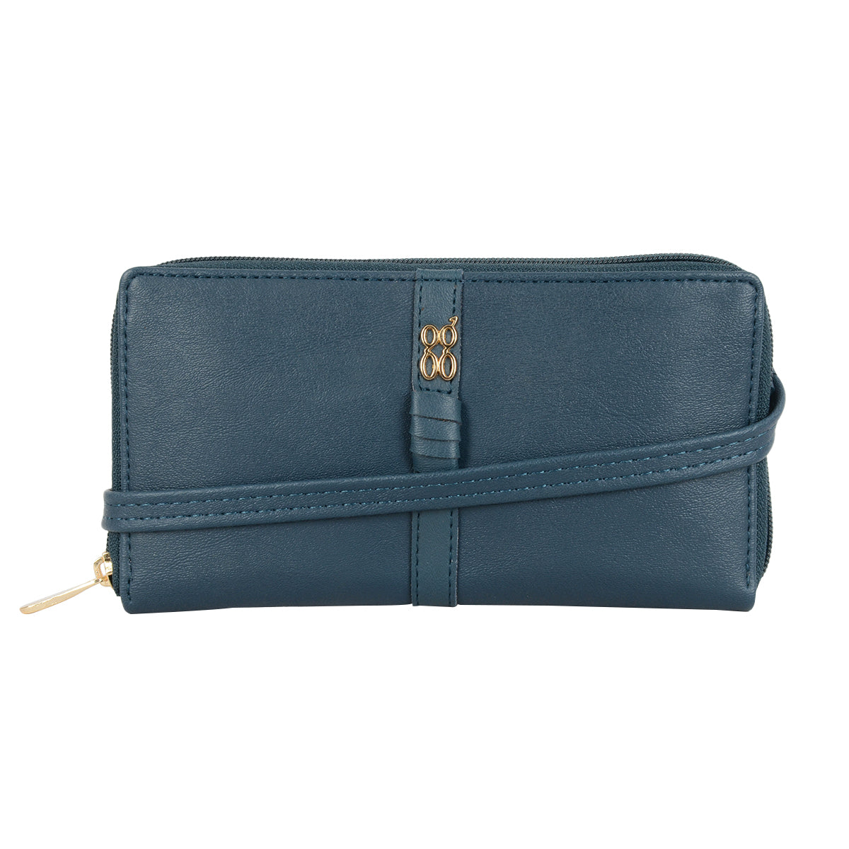 Women's Restro Blue Large Ziparound Wallet
