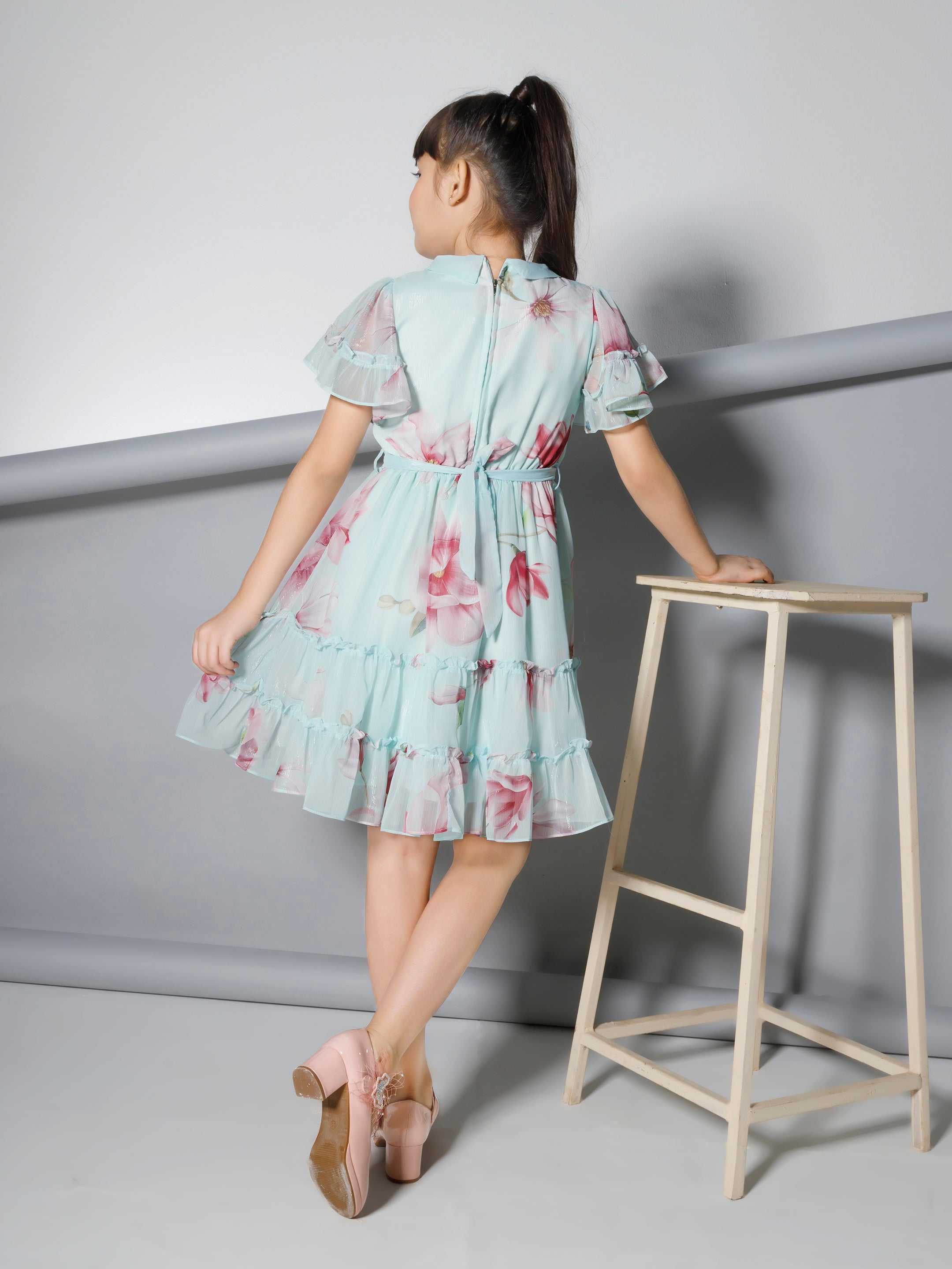 Girls Knee Length Semi Party Dress