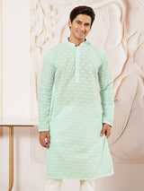Men's Green Traditional Ethnic Full Sleeves Kurta
