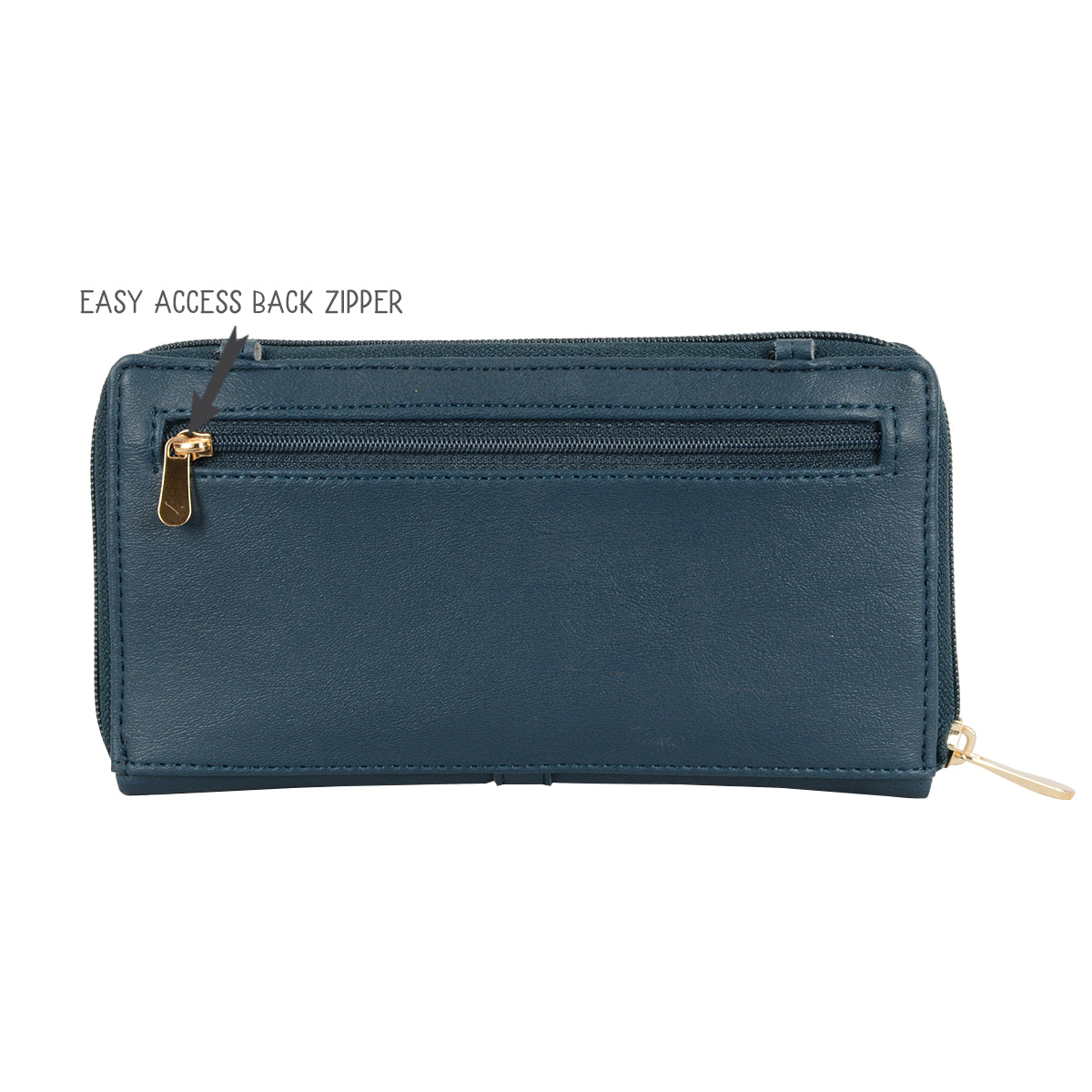 Women's Restro Blue Large Ziparound Wallet