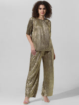 Women's Multicolor Woven Casual Solid Regular Fit Half Sleeves Top