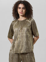 Women's Multicolor Woven Casual Solid Regular Fit Half Sleeves Top