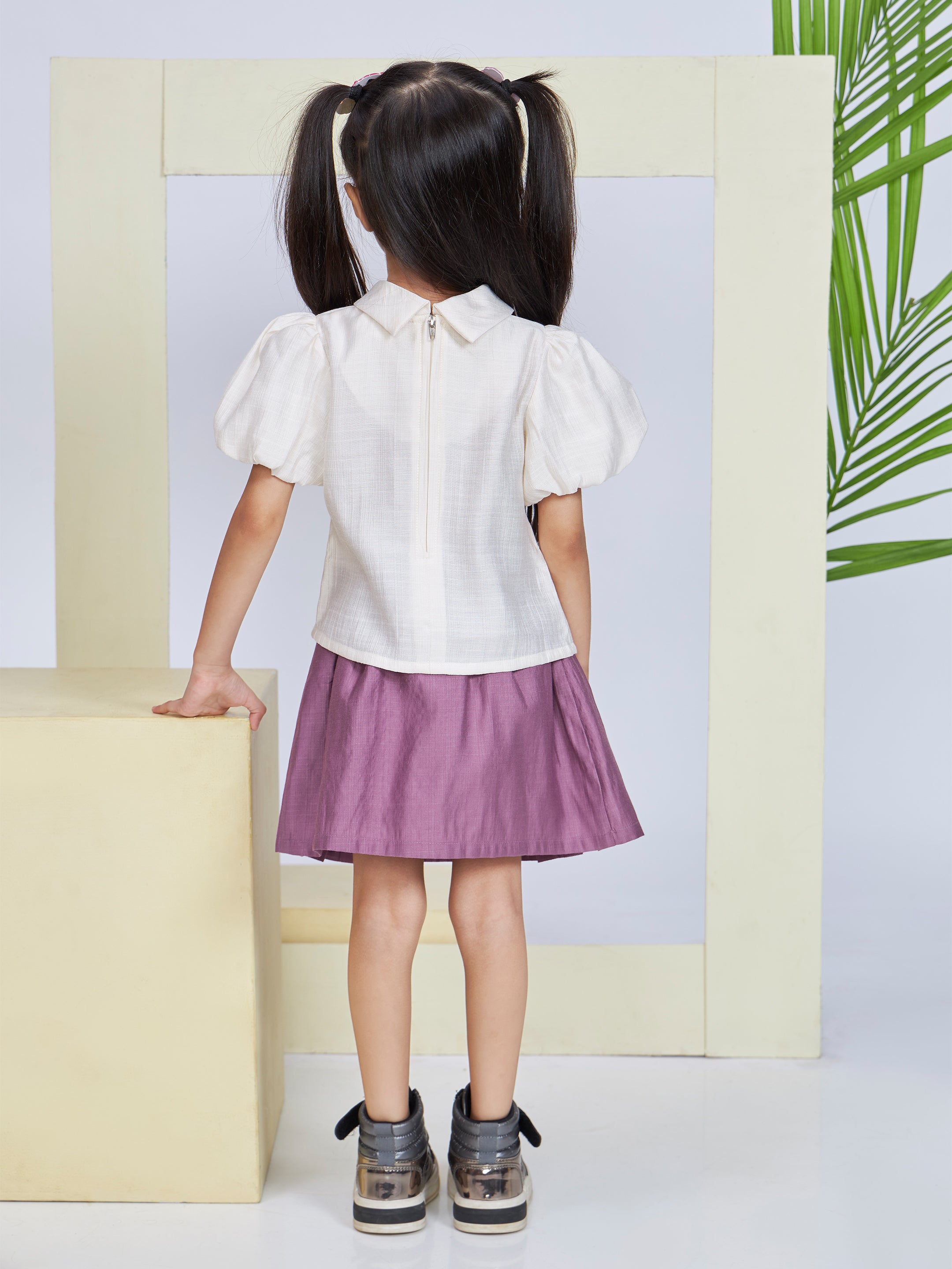 Girls Knee Length Semi Casual Skirt Set