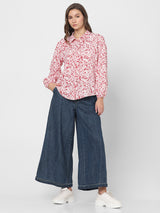 Women's White Floral Shirt