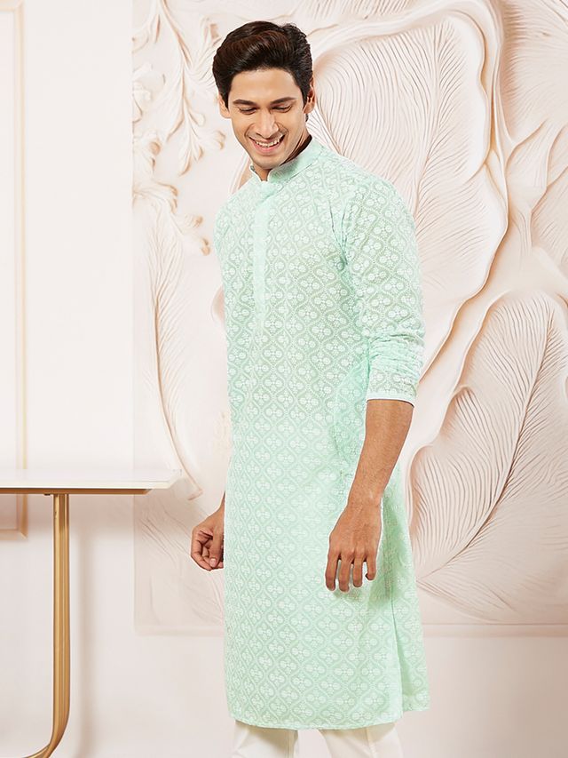 Men's Green Traditional Ethnic Full Sleeves Kurta