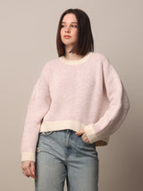 Women's Pink Solid Casual Fluffy Pullover