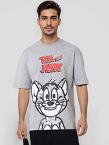 Men's Boxy Tom & Jerry Printed Round Neck Tshirt