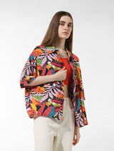Women's Multicolor Woven Casual Printed Regular Fit Half Sleeves Shirt