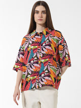 Women's Multicolor Woven Casual Printed Regular Fit Half Sleeves Shirt
