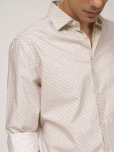 Men's Brown Casual Regular Fit Printed Full Sleeves Shirt