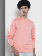 Men's Red Casual Round Neck Solid Full Sleeves Sweatshirt