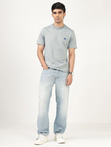 Men's Grey Casual Regular Fit Solid Half Sleeves Tshirt
