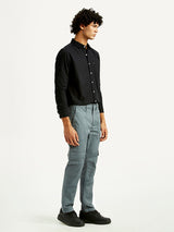 Men's Grey Casual Solid Slim Fit Cargo