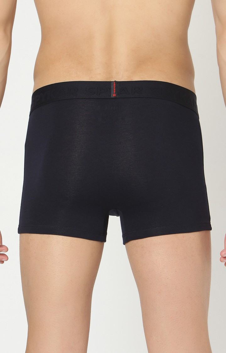 Men's Navy Mid-Rise Solid Trunk