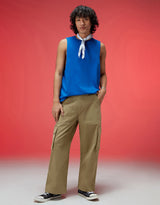 Men's Beige Casual Regular Fit Solid Cargo