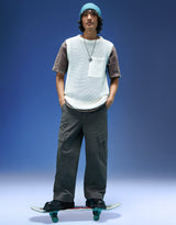Men's Grey Casual Regular Fit Solid Cargo