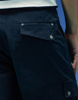 Men's Navy Casual Regular Fit Solid Cargo