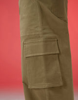 Men's Beige Casual Regular Fit Solid Cargo