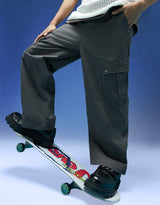 Men's Grey Casual Regular Fit Solid Cargo