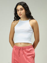 Women's White Casual Fitted Solid Top