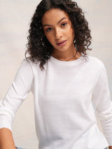 Women's White Casual Solid Full Sleeves Sweater