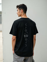 Men's Black Casual Oversize Printed Half Sleeves Tshirt
