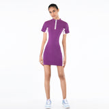 Women's Purple Casual Regular Fit Mini Half Sleeves Dress